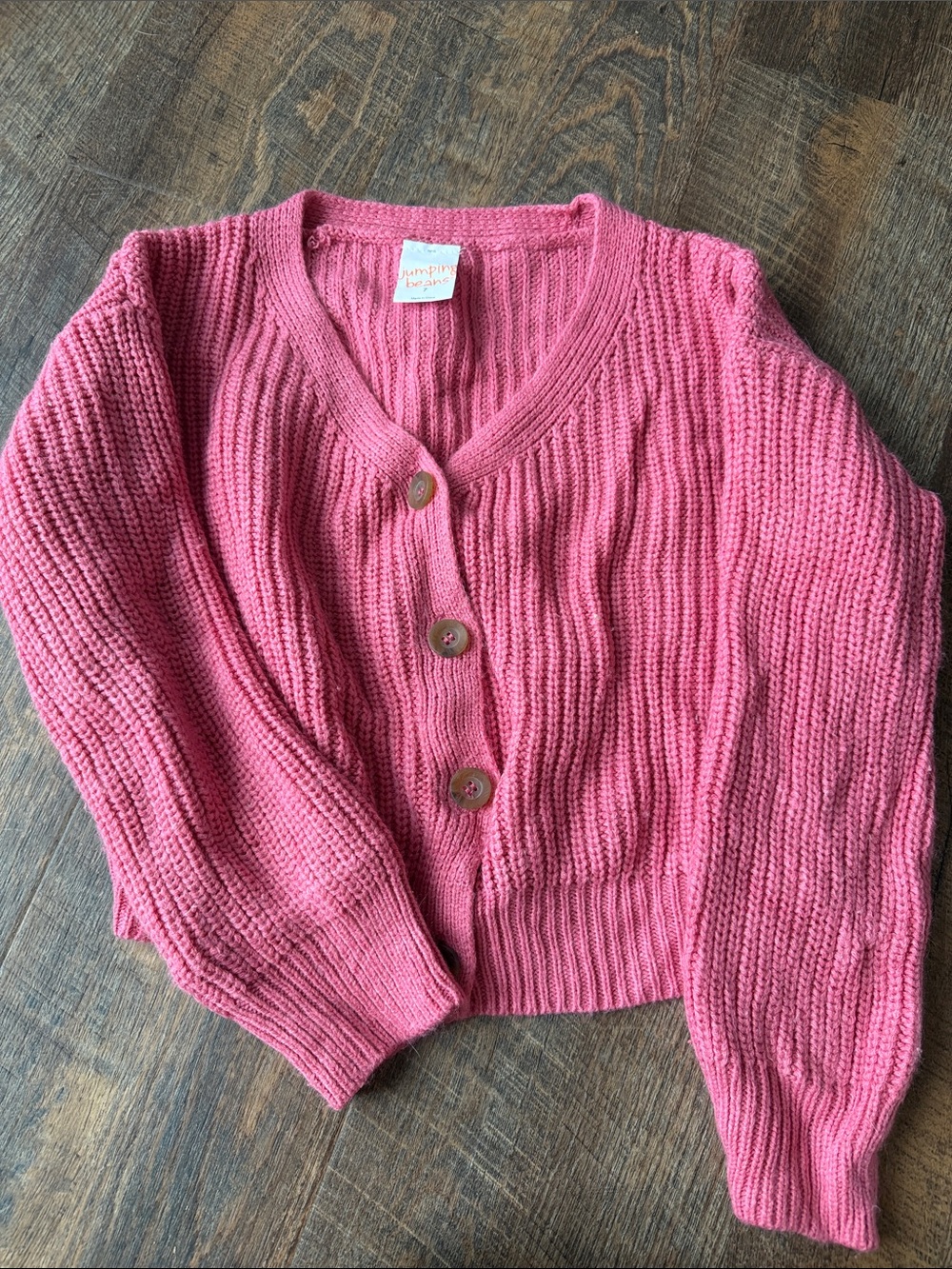 jumping beans Rose Pink Chunky Knit Button Cardigan